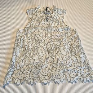 Roly Poly Black and White Lace See Through Top Small
